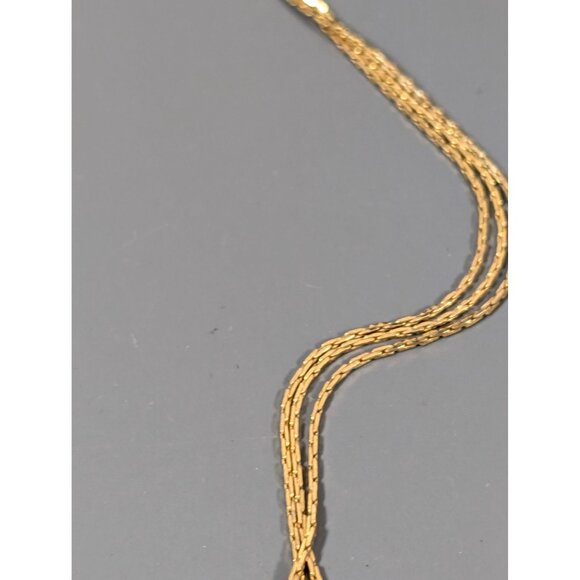 Vintage Gold Tone Triple Chain Layered Necklace Long 26" Classic Elegant - Picture 4 of 8